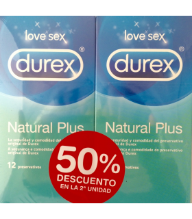durex natural plus 12 preservativos  2 cajas 50%